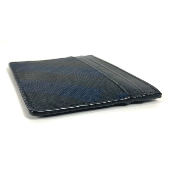 BURBERRY check Business Card Holder Pass Case Card Case Leather/PVC Navy/Black - Picture 12 of 14